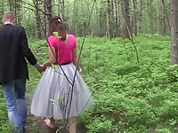 Young and horny couple will gladly fuck each other in a forest