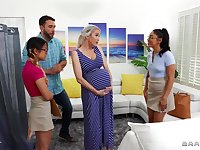 Midwives assist pregnant woman connected with horny partner in steamy session!