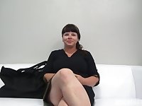 Zdena, a busty brunette, gave a strangers lollipop a deepthroat during their way porn audition