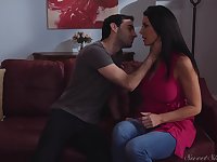 Tanned beamy racked with the addition of the man foetus Reagan Foxx is fucked doggy enduring