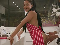 HOT ebony wife Kira Noir undressed and fucked from behind. HD